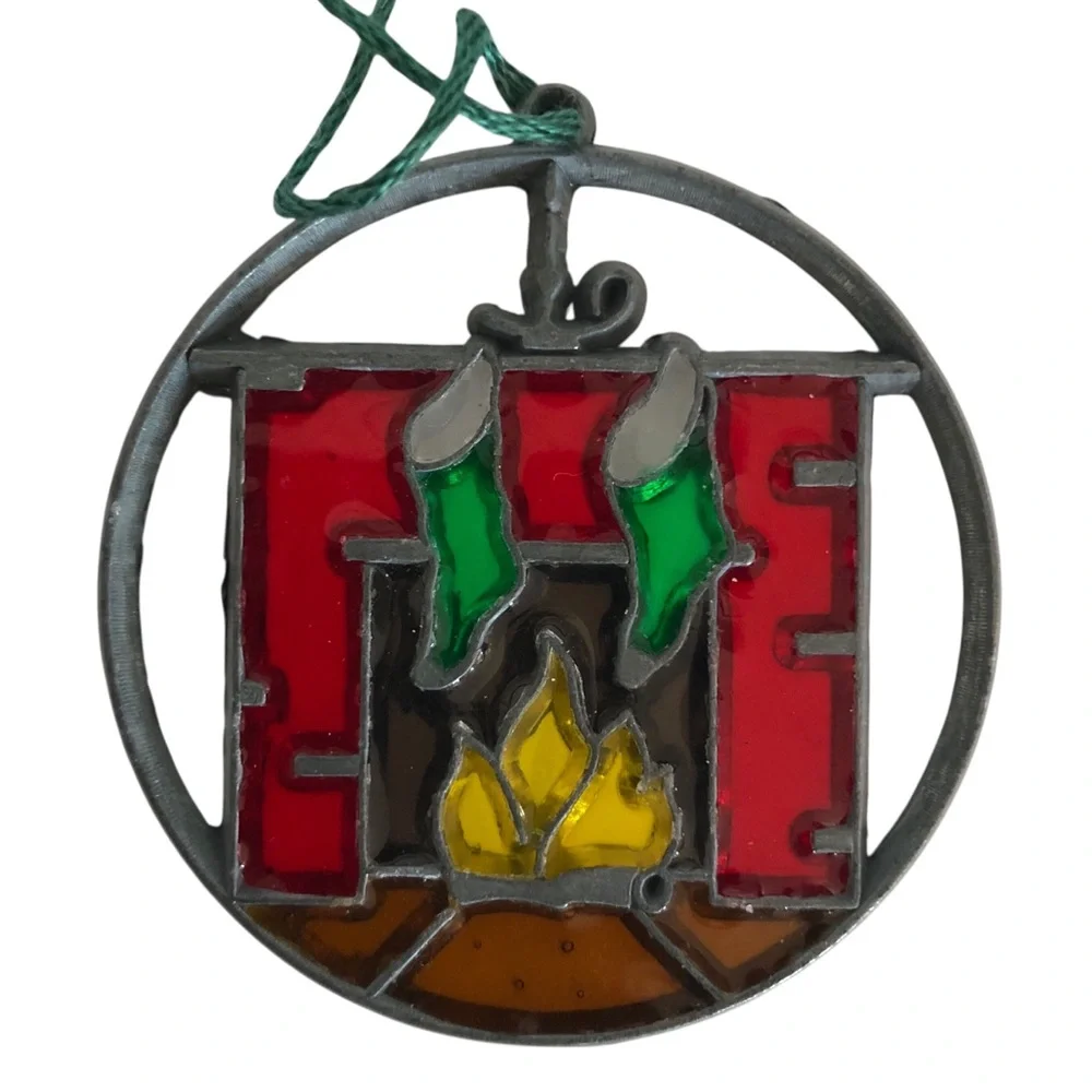 VINTAGE 80s 90s Lot of 8 Stained Glass Style Suncatcher Christmas Ornaments